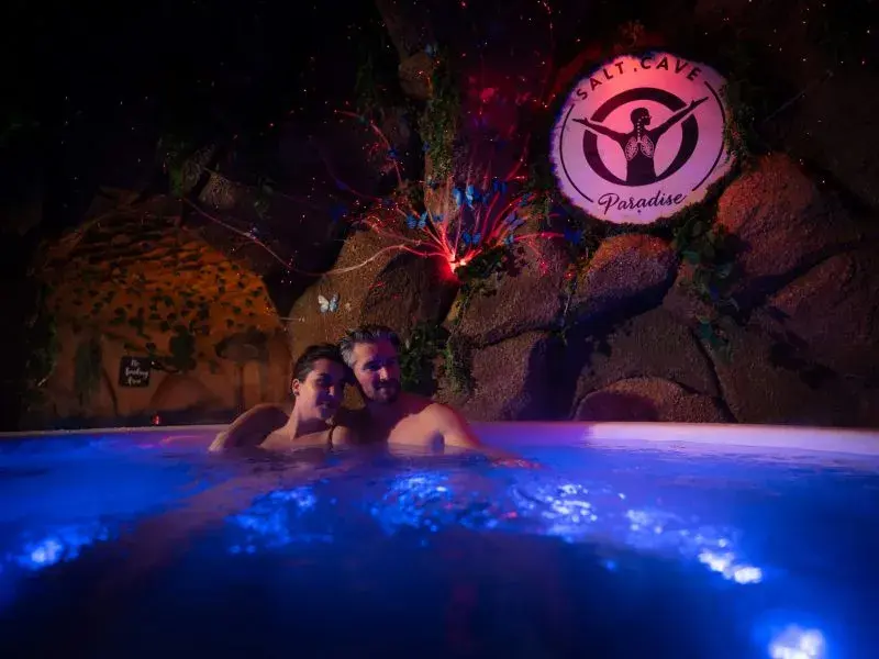 Guests enjoying the relaxing effect of our jacuzzi
