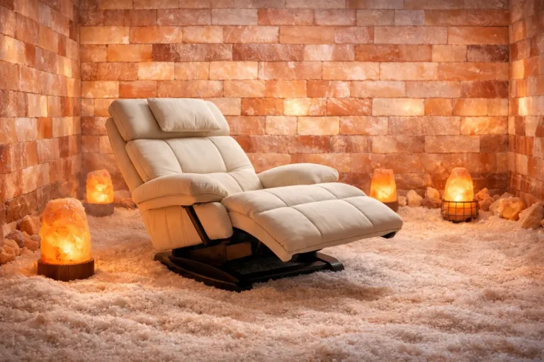 Salt therapy room with reclining chair